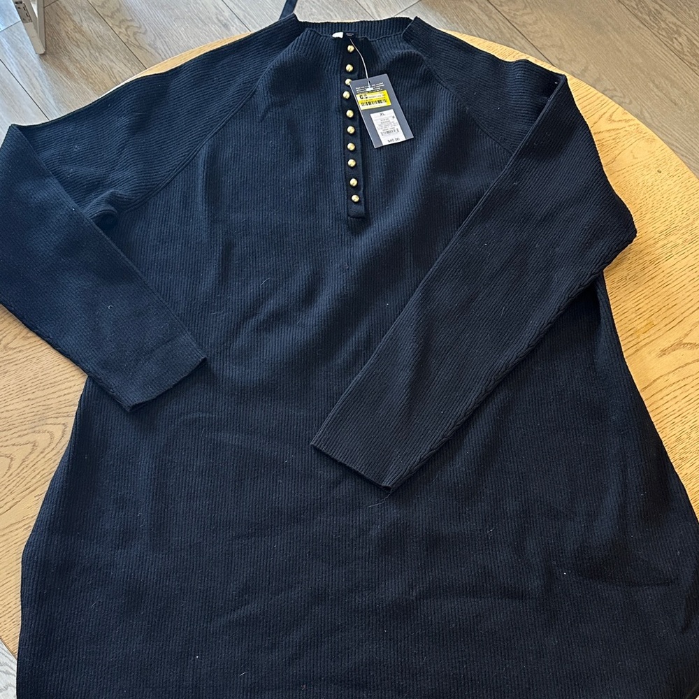 Universal thread Women's long sleeve ribbed Black mini dress NWT XL
